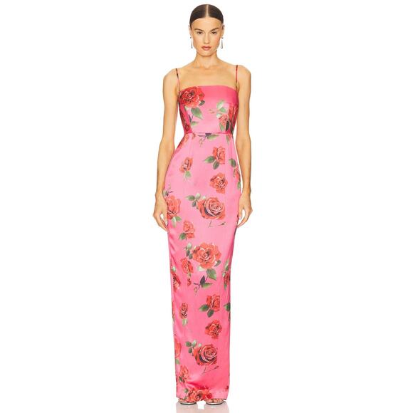 Sau Lee Sofia Maxi Dress Satin Floral Rose Sweetheart Party Prom Formal Sz 6 - Picture 2 of 10